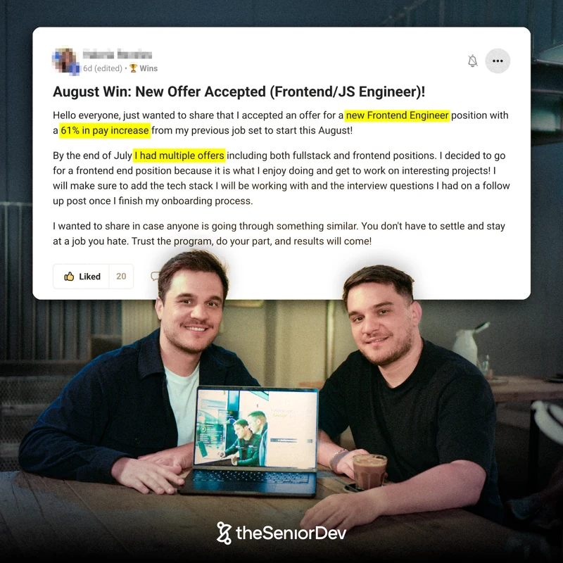 A community member shares a frontend engineer offer after receiving multiple offers